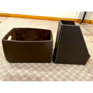 Brown leather like storage and file holder